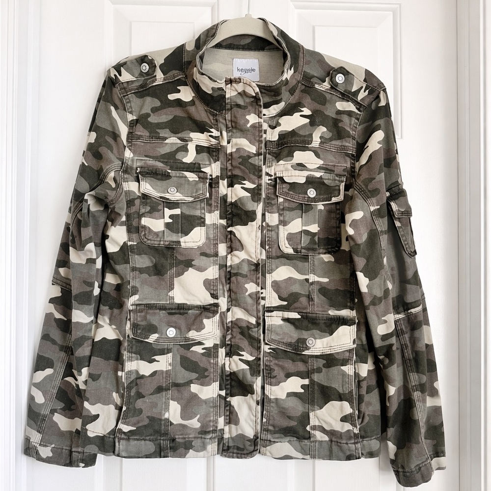 Kensie Jeans Camouflage‎ Utility Jacket - Size: L